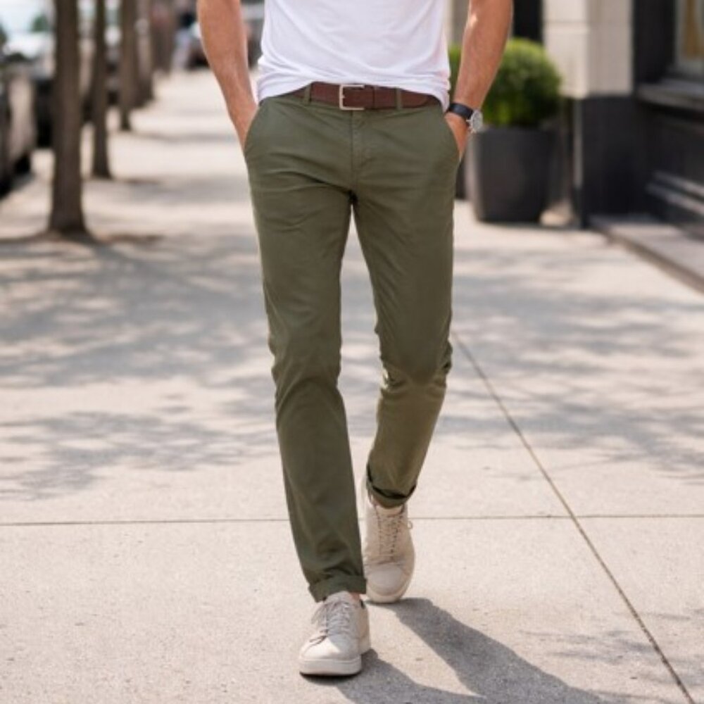 Rag & Bone Fit 2 Slim Straight Pants 32x32 Olive Green Cotton Chino New With Tag